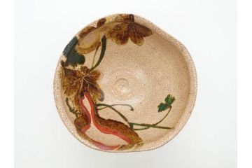 時代物　乾山銘　茶碗　約22cm　7.2寸　瓢箪のデザインが目を引く菓子器(尾形乾山、お茶碗、茶陶、茶道具、直物、和食器、七寸二分、共箱付き)(R-078645)