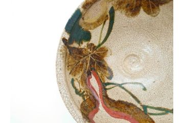時代物　乾山銘　茶碗　約22cm　7.2寸　瓢箪のデザインが目を引く菓子器(尾形乾山、お茶碗、茶陶、茶道具、直物、和食器、七寸二分、共箱付き)(R-078645)