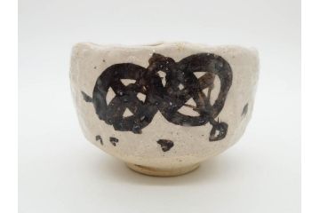 矢野景川　志野茶碗　約12cm　3.9寸　素朴で温かみを感じる抹茶碗(茶器、茶道具、茶陶、三寸九分、和食器、共箱付き)(R-078647)