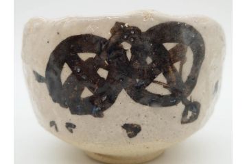 矢野景川　志野茶碗　約12cm　3.9寸　素朴で温かみを感じる抹茶碗(茶器、茶道具、茶陶、三寸九分、和食器、共箱付き)(R-078647)
