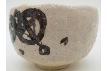 矢野景川　志野茶碗　約12cm　3.9寸　素朴で温かみを感じる抹茶碗(茶器、茶道具、茶陶、三寸九分、和食器、共箱付き)(R-078647)