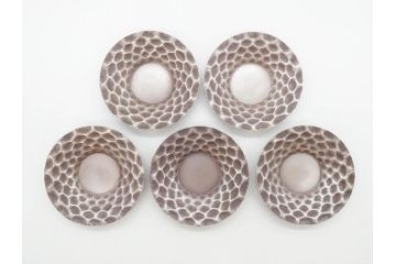 純銀　服部製　茶器揃　在銘作家物　合計972g　槌目模様が魅力的な重厚感のある茶器揃(銀瓶、湯瓶、煎茶道具、服部時計店、シルバー、茶道具、湯沸かし、急須、茶托、和食器、共箱付き、説明書付き)(R-078648)