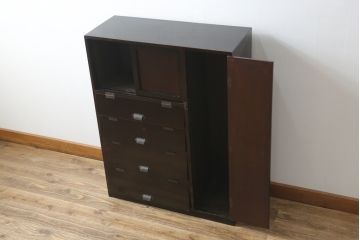 和製アンティーク　落ち着きのある空間作りにおすすめのパタパタ下駄箱(シューズボックス、靴箱、収納棚、戸棚、キャビネット)(R-078660)