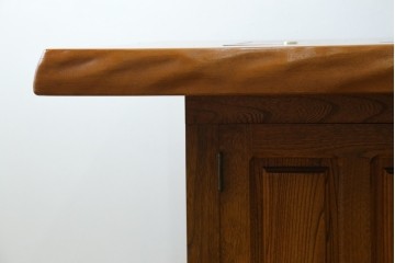 中古　美品　伝統木芸士　石橋武士作　欅(ケヤキ)材　重厚感のある大型サイズの囲炉裏テーブル　(R-078664)