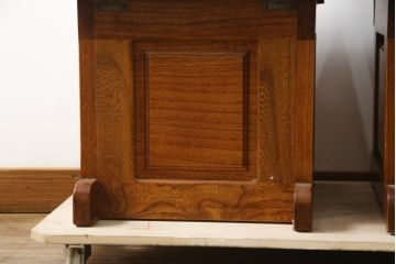 中古　伝統木芸士　石橋武士作　欅(ケヤキ)材　上質な和の空間づくりに活躍する1人掛けベンチ2脚セット(板座チェア、椅子、イス、バラ売り可能)(定価2脚で約15万6千円)(R-078666)
