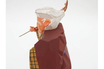 大正　春日有職　奈良人形師 染川宗進　一刀彫　尉(おじいさん)高さ約23cm/姥(おばあさん)高さ約21cm　繊細に絵付けされた高砂人形2体セット(縁起物、夫婦円満、長寿、共箱付き)(R-078686)　