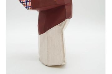 大正　春日有職　奈良人形師 染川宗進　一刀彫　尉(おじいさん)高さ約23cm/姥(おばあさん)高さ約21cm　繊細に絵付けされた高砂人形2体セット(縁起物、夫婦円満、長寿、共箱付き)(R-078686)　