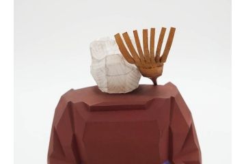 大正　春日有職　奈良人形師 染川宗進　一刀彫　尉(おじいさん)高さ約23cm/姥(おばあさん)高さ約21cm　繊細に絵付けされた高砂人形2体セット(縁起物、夫婦円満、長寿、共箱付き)(R-078686)　