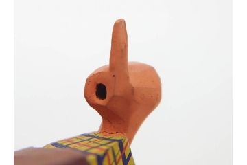大正　春日有職　奈良人形師 染川宗進　一刀彫　尉(おじいさん)高さ約23cm/姥(おばあさん)高さ約21cm　繊細に絵付けされた高砂人形2体セット(縁起物、夫婦円満、長寿、共箱付き)(R-078686)　