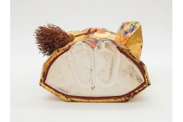大正　春日有職　奈良人形師 染川宗進　一刀彫　尉(おじいさん)高さ約23cm/姥(おばあさん)高さ約21cm　繊細に絵付けされた高砂人形2体セット(縁起物、夫婦円満、長寿、共箱付き)(R-078686)　