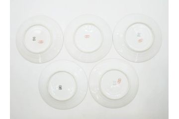ビンテージ　フランス　PILLIVUYT(ピリヴィッツ)　MEHUN(メアン)　淡い色調で描かれた花のデザインが上品なプレート5枚セット(ピリヴュイ、花柄、フラワー、金彩、磁器、食器、皿、中皿、洋食器、ヴィンテージ)(R-078687)