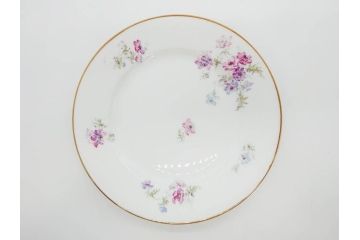 ビンテージ　フランス　PILLIVUYT(ピリヴィッツ)　MEHUN(メアン)　淡い色調で描かれた花のデザインが上品なプレート5枚セット(ピリヴュイ、花柄、フラワー、金彩、磁器、食器、皿、中皿、洋食器、ヴィンテージ)(R-078687)