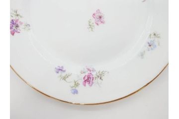 ビンテージ　フランス　PILLIVUYT(ピリヴィッツ)　MEHUN(メアン)　淡い色調で描かれた花のデザインが上品なプレート5枚セット(ピリヴュイ、花柄、フラワー、金彩、磁器、食器、皿、中皿、洋食器、ヴィンテージ)(R-078687)