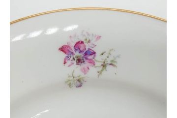 ビンテージ　フランス　PILLIVUYT(ピリヴィッツ)　MEHUN(メアン)　淡い色調で描かれた花のデザインが上品なプレート5枚セット(ピリヴュイ、花柄、フラワー、金彩、磁器、食器、皿、中皿、洋食器、ヴィンテージ)(R-078687)