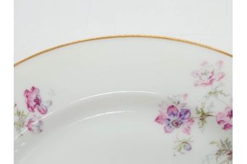 ビンテージ　フランス　PILLIVUYT(ピリヴィッツ)　MEHUN(メアン)　淡い色調で描かれた花のデザインが上品なプレート5枚セット(ピリヴュイ、花柄、フラワー、金彩、磁器、食器、皿、中皿、洋食器、ヴィンテージ)(R-078687)