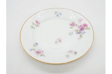 ビンテージ　フランス　PILLIVUYT(ピリヴィッツ)　MEHUN(メアン)　淡い色調で描かれた花のデザインが上品なプレート6枚セット(ピリヴュイ、花柄、フラワー、金彩、磁器、食器、皿、中皿、洋食器、ヴィンテージ)(R-078688)