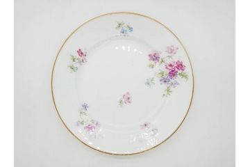 ビンテージ　フランス　PILLIVUYT(ピリヴィッツ)　MEHUN(メアン)　淡い色調で描かれた花のデザインが上品なプレート6枚セット(ピリヴュイ、花柄、フラワー、金彩、磁器、食器、皿、中皿、洋食器、ヴィンテージ)(R-078688)