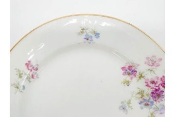 ビンテージ　フランス　PILLIVUYT(ピリヴィッツ)　MEHUN(メアン)　淡い色調で描かれた花のデザインが上品なプレート6枚セット(ピリヴュイ、花柄、フラワー、金彩、磁器、食器、皿、中皿、洋食器、ヴィンテージ)(R-078688)