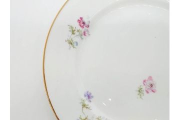 ビンテージ　フランス　PILLIVUYT(ピリヴィッツ)　MEHUN(メアン)　淡い色調で描かれた花のデザインが上品なプレート6枚セット(ピリヴュイ、花柄、フラワー、金彩、磁器、食器、皿、中皿、洋食器、ヴィンテージ)(R-078688)