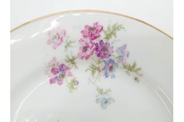ビンテージ　フランス　PILLIVUYT(ピリヴィッツ)　MEHUN(メアン)　淡い色調で描かれた花のデザインが上品なプレート6枚セット(ピリヴュイ、花柄、フラワー、金彩、磁器、食器、皿、中皿、洋食器、ヴィンテージ)(R-078688)