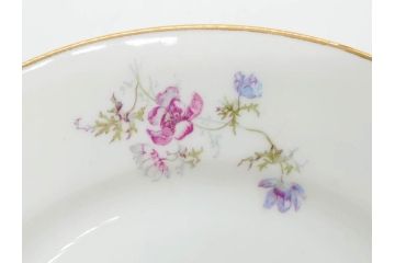 ビンテージ　フランス　PILLIVUYT(ピリヴィッツ)　MEHUN(メアン)　淡い色調で描かれた花のデザインが上品なプレート6枚セット(ピリヴュイ、花柄、フラワー、金彩、磁器、食器、皿、中皿、洋食器、ヴィンテージ)(R-078688)