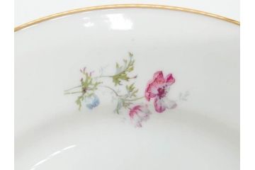 ビンテージ　フランス　PILLIVUYT(ピリヴィッツ)　MEHUN(メアン)　淡い色調で描かれた花のデザインが上品なプレート6枚セット(ピリヴュイ、花柄、フラワー、金彩、磁器、食器、皿、中皿、洋食器、ヴィンテージ)(R-078688)