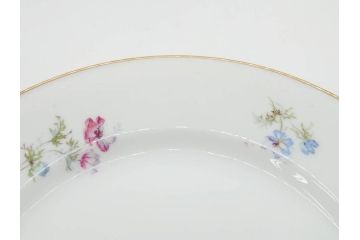 ビンテージ　フランス　PILLIVUYT(ピリヴィッツ)　MEHUN(メアン)　淡い色調で描かれた花のデザインが上品なプレート6枚セット(ピリヴュイ、花柄、フラワー、金彩、磁器、食器、皿、中皿、洋食器、ヴィンテージ)(R-078688)