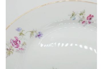 ビンテージ　フランス　PILLIVUYT(ピリヴィッツ)　MEHUN(メアン)　淡い色調で描かれた花のデザインが上品なプレート6枚セット(ピリヴュイ、花柄、フラワー、金彩、磁器、食器、皿、中皿、洋食器、ヴィンテージ)(R-078688)