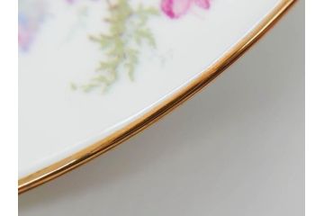 ビンテージ　フランス　PILLIVUYT(ピリヴィッツ)　MEHUN(メアン)　淡い色調で描かれた花のデザインが上品なプレート6枚セット(ピリヴュイ、花柄、フラワー、金彩、磁器、食器、皿、中皿、洋食器、ヴィンテージ)(R-078688)