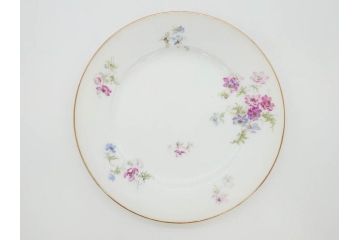 ビンテージ　フランス　PILLIVUYT(ピリヴィッツ)　MEHUN(メアン)　淡い色調で描かれた花のデザインが上品なプレート6枚セット(ピリヴュイ、花柄、フラワー、金彩、磁器、食器、皿、中皿、洋食器、ヴィンテージ)(R-078688)