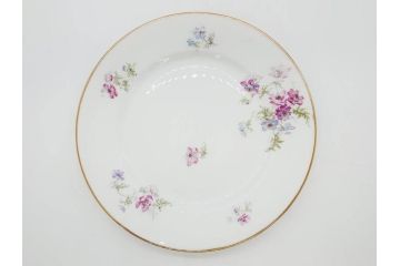 ビンテージ　フランス　PILLIVUYT(ピリヴィッツ)　MEHUN(メアン)　淡い色調で描かれた花のデザインが上品なプレート6枚セット(ピリヴュイ、花柄、フラワー、金彩、磁器、食器、皿、中皿、洋食器、ヴィンテージ)(R-078688)