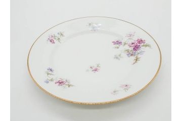 ビンテージ　フランス　PILLIVUYT(ピリヴィッツ)　MEHUN(メアン)　淡い色調で描かれた花のデザインが上品なプレート6枚セット(ピリヴュイ、花柄、フラワー、金彩、磁器、食器、皿、中皿、洋食器、ヴィンテージ)(R-078688)