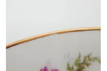ビンテージ　フランス　PILLIVUYT(ピリヴィッツ)　MEHUN(メアン)　淡い色調で描かれた花のデザインが上品なプレート6枚セット(ピリヴュイ、花柄、フラワー、金彩、磁器、食器、皿、中皿、洋食器、ヴィンテージ)(R-078688)