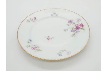 ビンテージ　フランス　PILLIVUYT(ピリヴィッツ)　MEHUN(メアン)　淡い色調で描かれた花のデザインが上品なプレート6枚セット(ピリヴュイ、花柄、フラワー、金彩、磁器、食器、皿、中皿、洋食器、ヴィンテージ)(R-078688)