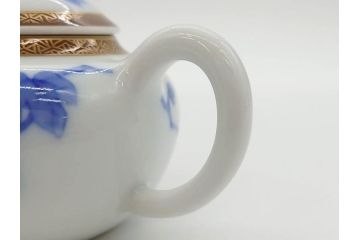 戦前　当時物　有田焼　オールド香蘭社　染付　上品な花柄が美しい茶器セット(急須、湯冷まし、湯飲み5客、朝顔、磁器、茶道具)(R-078689)