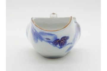 戦前　当時物　有田焼　オールド香蘭社　染付　上品な花柄が美しい茶器セット(急須、湯冷まし、湯飲み5客、朝顔、磁器、茶道具)(R-078689)