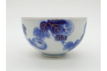 戦前　当時物　有田焼　オールド香蘭社　染付　上品な花柄が美しい茶器セット(急須、湯冷まし、湯飲み5客、朝顔、磁器、茶道具)(R-078689)