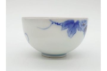 戦前　当時物　有田焼　オールド香蘭社　染付　上品な花柄が美しい茶器セット(急須、湯冷まし、湯飲み5客、朝顔、磁器、茶道具)(R-078689)