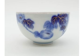 戦前　当時物　有田焼　オールド香蘭社　染付　上品な花柄が美しい茶器セット(急須、湯冷まし、湯飲み5客、朝顔、磁器、茶道具)(R-078689)