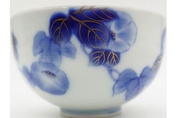 戦前　当時物　有田焼　オールド香蘭社　染付　上品な花柄が美しい茶器セット(急須、湯冷まし、湯飲み5客、朝顔、磁器、茶道具)(R-078689)