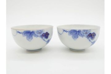 戦前　当時物　有田焼　オールド香蘭社　染付　上品な花柄が美しい茶器セット(急須、湯冷まし、湯飲み5客、朝顔、磁器、茶道具)(R-078689)