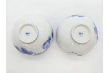 戦前　当時物　有田焼　オールド香蘭社　染付　上品な花柄が美しい茶器セット(急須、湯冷まし、湯飲み5客、朝顔、磁器、茶道具)(R-078689)