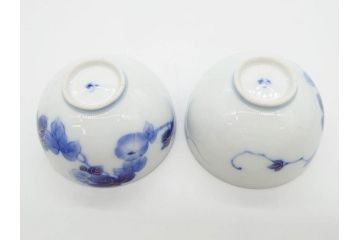 戦前　当時物　有田焼　オールド香蘭社　染付　上品な花柄が美しい茶器セット(急須、湯冷まし、湯飲み5客、朝顔、磁器、茶道具)(R-078689)