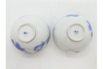 戦前　当時物　有田焼　オールド香蘭社　染付　上品な花柄が美しい茶器セット(急須、湯冷まし、湯飲み5客、朝顔、磁器、茶道具)(R-078689)