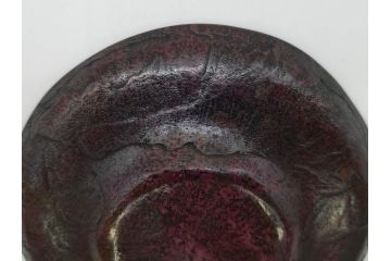 本間琢斎　斑紫銅　山水図　総重量約676g　和の味わいを感じる茶托5枚セット(五客揃、銅器、茶道具、煎茶道具、在銘有)(R-078690)