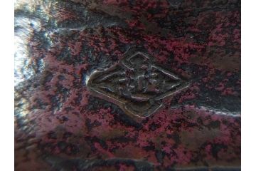 本間琢斎　斑紫銅　山水図　総重量約676g　和の味わいを感じる茶托5枚セット(五客揃、銅器、茶道具、煎茶道具、在銘有)(R-078690)