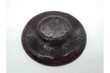 本間琢斎　斑紫銅　山水図　総重量約676g　和の味わいを感じる茶托5枚セット(五客揃、銅器、茶道具、煎茶道具、在銘有)(R-078690)