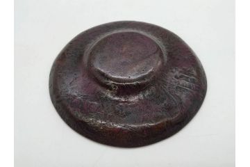 本間琢斎　斑紫銅　山水図　総重量約676g　和の味わいを感じる茶托5枚セット(五客揃、銅器、茶道具、煎茶道具、在銘有)(R-078690)