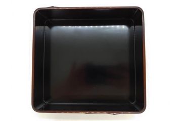 戦前　当時物　林九兵衛製　日本橋木屋本店　竹塗　四段　素材を生かしたデザインが魅力的な重箱(四段重箱、漆器、お重、共箱付き)(R-078691)