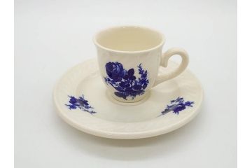 ビンテージ　フランス　GIEN(ジアン)　ブルーローズがエレガントなカップ&ソーサー6客セット(ヴィンテージ、C&S、磁器、バラ、薔薇、洋食器)(R-078692)